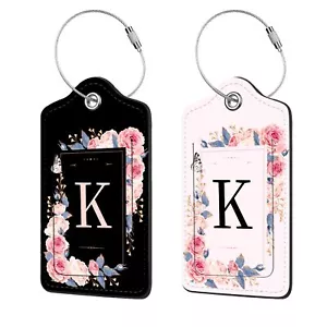 2 Pcs PU Leather Luggage Tag for Suitcases with Privacy Shield and Name ID Ta... - Picture 1 of 7