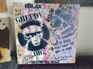 Greedy Dig original oil painting on canvas /Banksy,D*Face,Obey,Jamie Reid,KLF - Picture 1 of 5