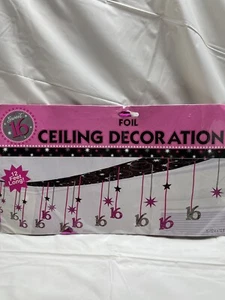 Ceiling Decoration Sweet 16 12 Feet Long - Picture 1 of 5