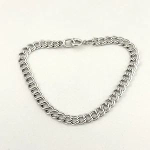 Brazalete de eslabones de cadena vintage de plata de ley 925 de 7" - Imagen 1 de 6