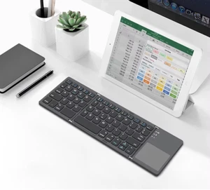 Folding Bluetooth Keyboard With Touchpad For IOS Android Windows Office Mini Wir - Picture 1 of 15