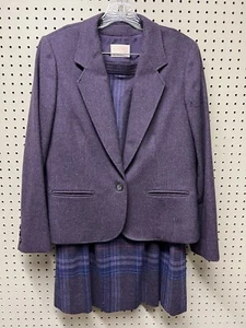Vintage Pendleton gonna donna completo set 14 blazer lana vergine viola gonna a quadri - Foto 1 di 15