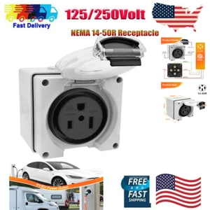 Ricevitore 5-50R 50 Amp Uscita Montaggio a Scarico 3 Poli 125Volt IP66 per camper USA - Foto 1 di 12