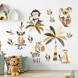 Tatuaje de pared de safari selva habitación infantil niños niñas, pegatina de pared habitación de bebé - Imagen 1 de 6