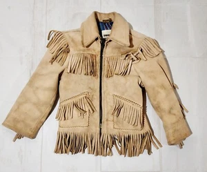 Childrens Leather Fringe Jacket Flannel Lined UBER Leathers Minnesota - Picture 1 of 11