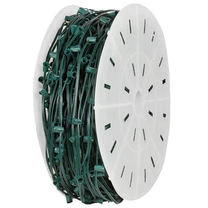 1000' C7 Christmas Light Spool Green Wire 1000 Sockets SPT-1 Wire 12” Spacing - Picture 1 of 1