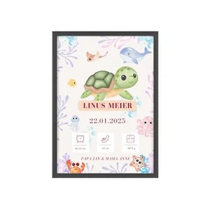 Poster Nascita Personalizzato - Animali Marini Sogno - Foto 1 di 13