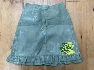 Gonna Donna Karan bambina età 8 anni verde designer cotone volant floreale midi - Foto 1 di 5