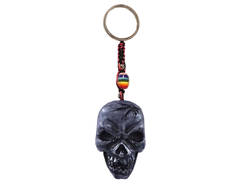 Cracked Skull Gothic Handmade 3D Keychain Macrame Horror Car Bag Charm Accessory - Image 1 of 1