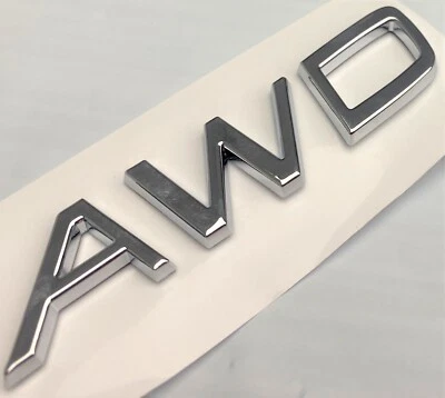 Cromo AWD PARA MALETERO TRASERO VOLVO EMBLEMA INSIGNIA CALCOMANÍA PLACA DE IDENTIFICACIÓN LETRAS Foto 1 de 2