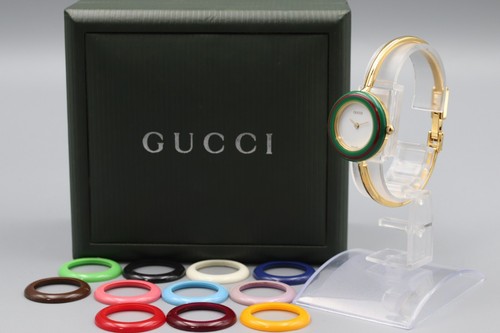 [EXC+5 CON SCATOLA] GUCCI Lunetta Cambio 11 12.2 Quarzo 12 Colori Orologio Vintage GIAPPONE