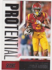 Jordan Addison 2023 Score Protential Insert Rookie Football Card #9 USC Vikings