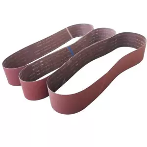 3 Pack 6 x 89 Inch Abrasive Sanding Belts 80 120 and 240 Grit Aluminum Oxide - Picture 1 of 6