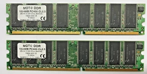 MDT 2048MB (2x1024MB) DDR 400Mhz PC400 CL2.5 64Mx8 M924-400-16 #R2303 - Bild 1 von 2