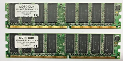 MDT 2048MB (2x1024MB) DDR 400Mhz PC400 CL2.5 64Mx8 M924-400-16 #R2303 - Image 1 of 2