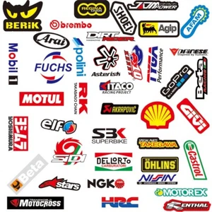 40Pcs JDM Brand Logo Themed Waterproof Stickers Pack Motorcycle Racing Moto Car - Picture 1 of 11