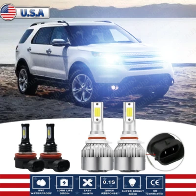 Kit combinado de faros LED altos/bajos + bombillas antiniebla para Ford Explorer 2011 2012-2015 Foto 1 de 4