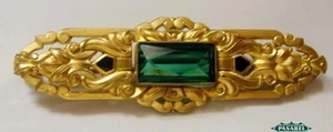 Broche esmaltado circonial estilo Art Nouveau enchapado en oro verde - Imagen 1 de 4