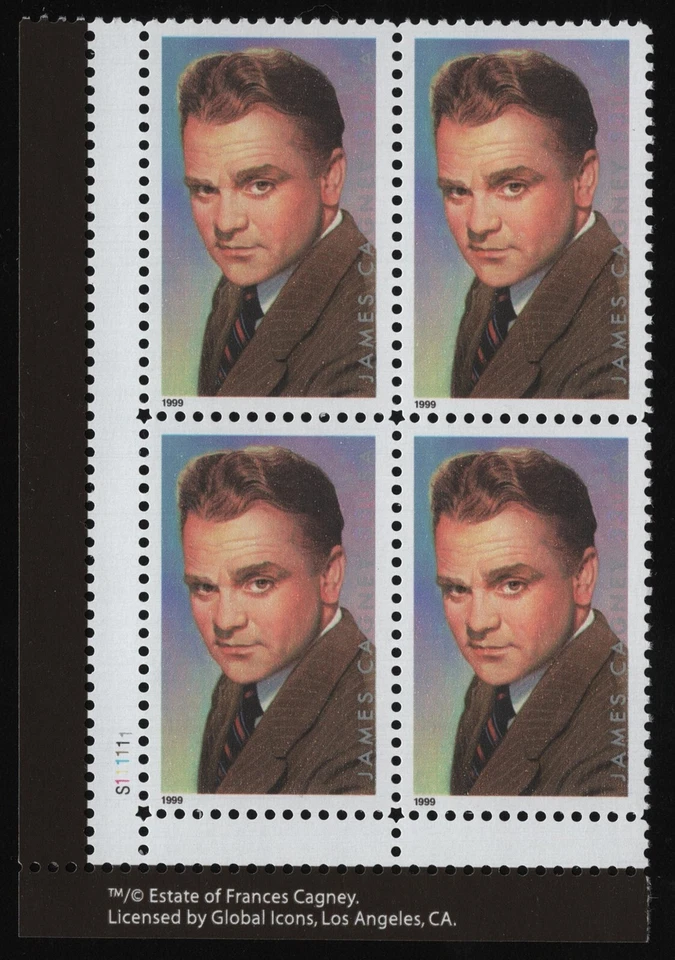 #3329 33c James Cagney, Plate Block [S11111 LL] Mint **ANY 5=FREE SHIPPING** - Image 1 of 1