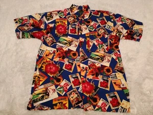 Camicia hawaiana Riggins uomo L AOP ALL-OVER foto hawaiane tasca floreale vintage - Foto 1 di 3
