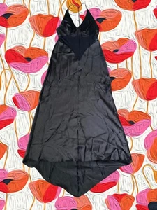 Vintage Y2K Fredericks of Hollywood schwarzes Satin-Schlupfkleid Strass Fischschwanz Glamour - Bild 1 von 18