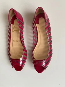 Christian Louboutin PVC Cyclamen Open-Toe Flats 36.5 - Picture 1 of 8