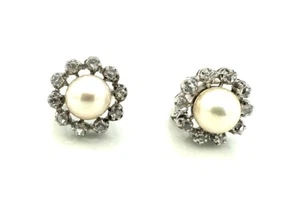 MAGNIFIQUE BOUCLES D'OREILLES OR 18 CARATS - Perles et diamants 0,40 carat 6,08g - Imagen 1 de 2