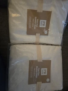 Pottery Barn Teen Lot  Of 2 Natural Linen  Grey  Pom Pom Blackout Drapes 44X63 - Picture 1 of 1