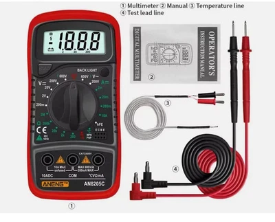 Professional Digital Multimeter AC/DC Ammeter Volt Ohm Multimetro Tester Meter - Image 1 of 4