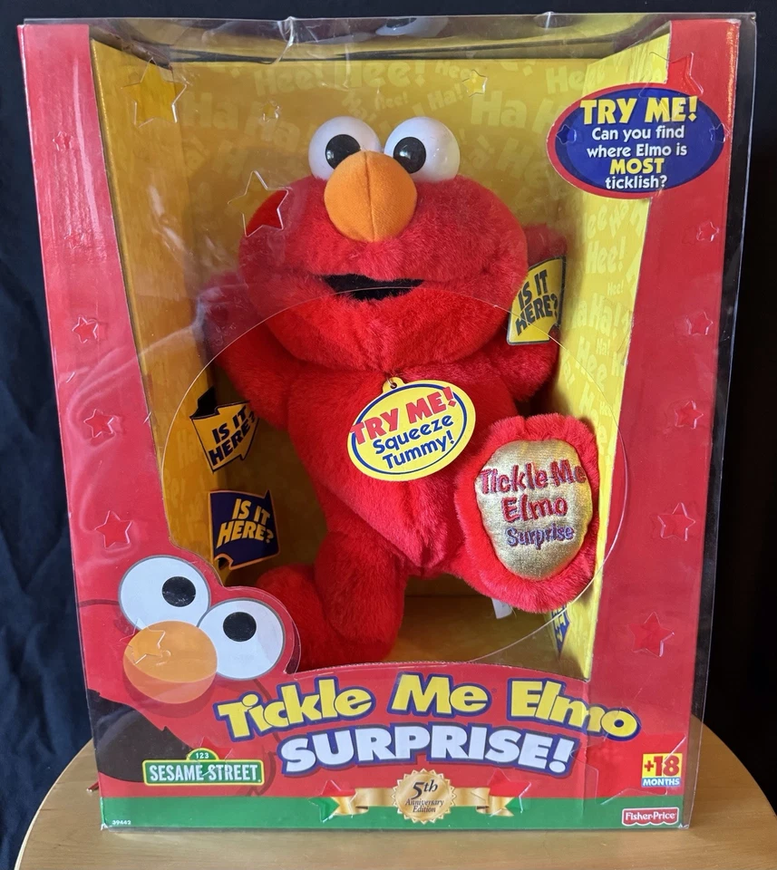 Vtg 2000 Sesame Street Tickle Me Elmo Surprise 5th Anniversary Edition 39442 18