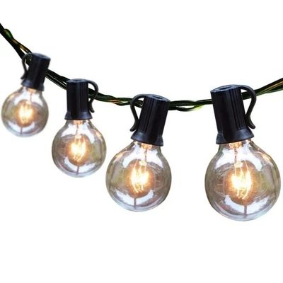 Outdoor String Lights 100ft Patio Lights with 110 G40 Bulbs (10 Spare) Globe ... - Image 1 of 4