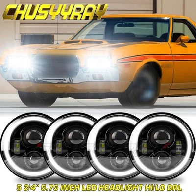 4X 5.75 英寸圆形 LED 车头灯光环 DRL 适用于福特 Ranchero Torino Thunderbird LTD — 第 1/4 张图片
