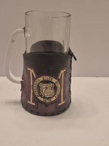 Seltenes Bierglas 60er Jahre Mississippi State University Bulldogs Leder überzogen - Bild 1 von 7