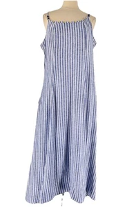 Calypso St Barth Maxi Tank Dress Blue Linen Blend XXL Beach Resort Cruise Boho - Picture 1 of 11