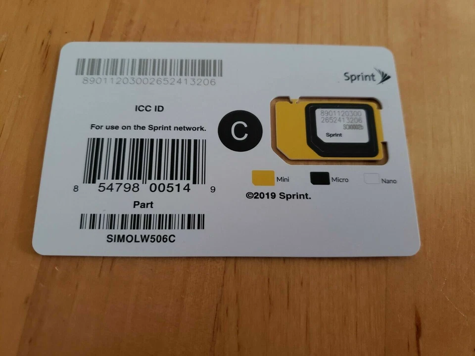 350 Sprint SIMOLW506C 3in1 Triple Cut SIM Card C - Image 1 of 1