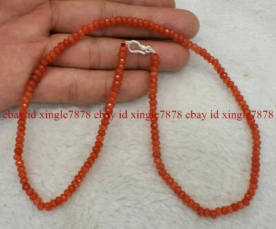 Lotes 2x4mm Topacio Naranja Rondelle Gemas Cuentas Collar 16-28 Pulgadas Cierre Plata AAA Foto 1 de 4