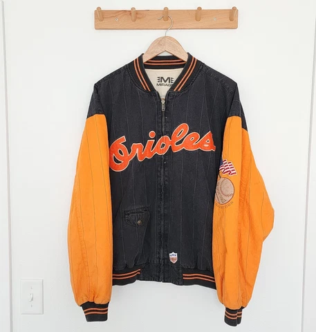 Vintage Baltimore Orioles MLB Cooperstown Pinstripe Reversible Jacket Mens XL Cover