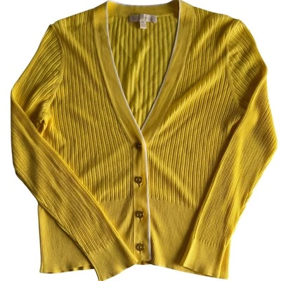 Etcetera 粘胶/棉混纺纽扣开衫黄色中号学院风 — 第 1/4 张图片