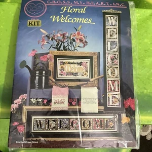 Cross My Heart Floral Welcomes Counted Cross Stitch Chart Pattern Melinda c1996 - Picture 1 of 3