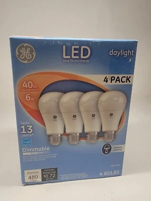 4 GE HD Light 40-Watt Frosted White Daylight A19 LEDs 1600 lumens  - Image 1 of 2