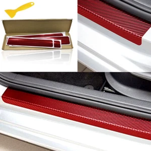 4* 3D Carbon Fiber Red Car Plate Door Sill Scuff Sticker Anti Kick Scratch-Parts - Bild 1 von 9