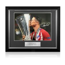 Fernando Torres Signed Atletico Madrid Football Photo: Trophy. Deluxe Frame