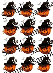 Halloween Kürbisse in Hexenhüten Wasserrutsche Aufkleber - Bild 1 von 1