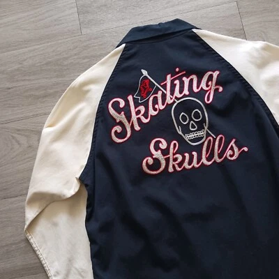 Винтажная футболка 40-х 50-х годов Repro Chainstitch Roller Skate SKATING SKULLS от WAREHOUSE - M - Изображение 1 из 4