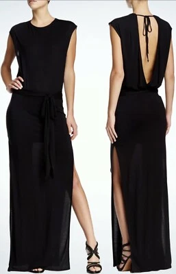 Maxi Vestido Largo Haute Hippie Negro Drapeado Espalda Abierta Modal Jersey M $595 Foto 1 de 4
