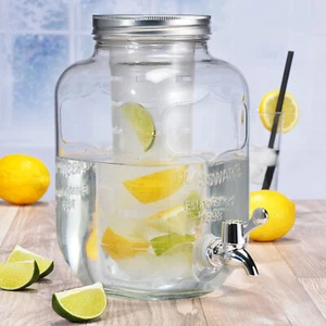Dispensador de bebidas de vidrio HI grifo dispensador de agua dispensador de jugo inserto de fruta jarra - Imagen 1 de 7