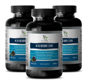 Píldoras de pérdida de peso para mujeres y hombres - ACAI BERRY 1200mg - 3 Botellas 180 Cápsulas - Imagen 1 de 12