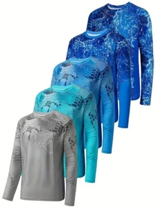 Men's Sun Protection Shirt, Snake Skin Print Quick Dry Long Sleeve Rash Guard - Picture 1 of 1