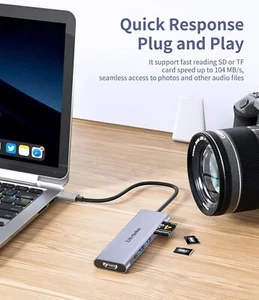 USB C Hub, 7in1 USBC Hub, 4K HDMI Multiport Adapter, TF/SD Card Reader - Picture 1 of 7