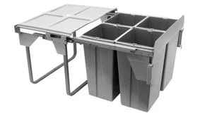 RECYCLE BIN PULL OUT KITCHEN WASTE BIN 600MM-68 LTR(JC609M-4)SOFT CLOSE FUNCTION - Picture 1 of 2